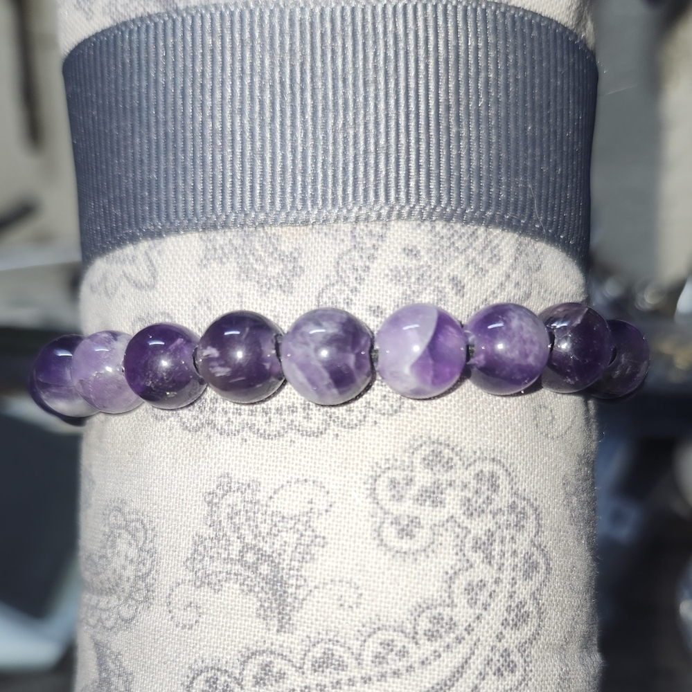 Real Amethyst beaded elastic bracelet